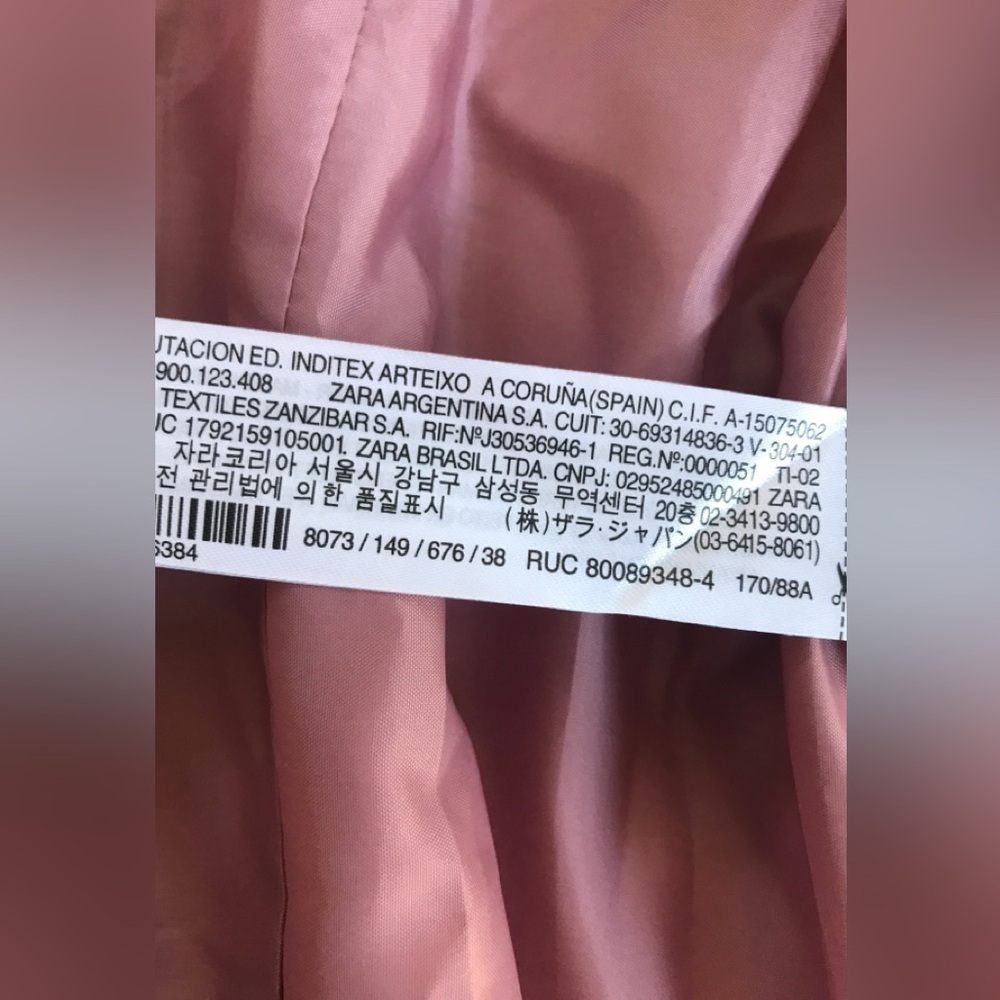 NWT! Zara Tailored Linen Blend Plaid Blazer In Dusty Pink Size: US 6 EUR 38 - Picture 10 of 15